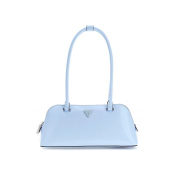 Geanta din piele ecologica cu bareta de umarok - Albastru pastel - 14x30x8