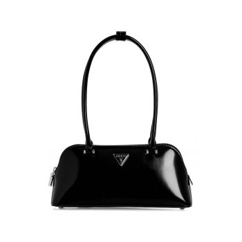 Geanta din piele ecologica cu bareta de umarok - Negru/Gri - 14x30x8