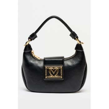 Geanta din piele ecologica cu maner si bareta detasabila - Negru