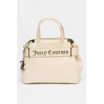 Geanta din piele ecologica cu maner si etui Jasmine - Alb murdar