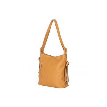 Geanta din piele naturala cu model 2 in 1 Alesandra - Galben