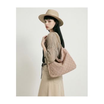 Geanta hobo cu model si barete de lant Valoria - Roz