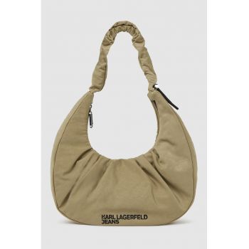 Geanta hobo din material textil cu logo - Kaki