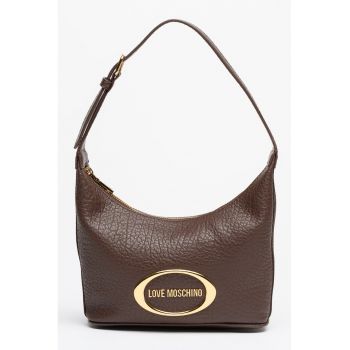Geanta hobo din piele cu logo metalic - Maro inchis