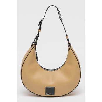 Geanta piele ecologica cu bareta dewqf - Maro camel - 26x32x6