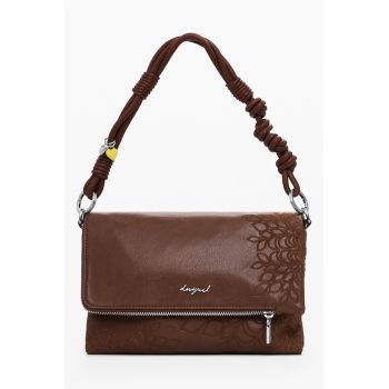 Geanta pliabila de piele ecologica cu bareta de umar - Caramel