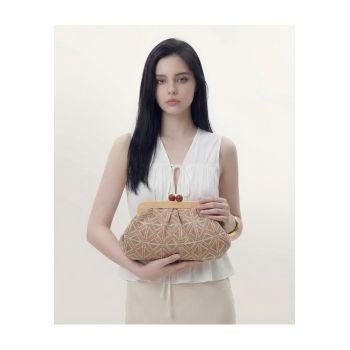 Geanta plic cu bareta detasabila Avelia Chic - Alb/Maro nisip