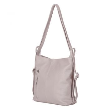 Geanta rucsac 2-in-1 din piele naturala Alesandra gri deschis ieftina de firma originala