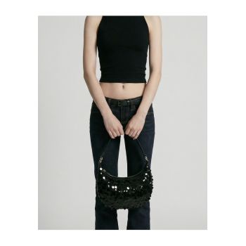 Geanta semiluna cu paiete Vermilia - Negru