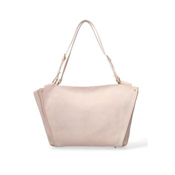 Geanta shopper de piele intoarsa cu bareta Evanthe Chic - Roz pal