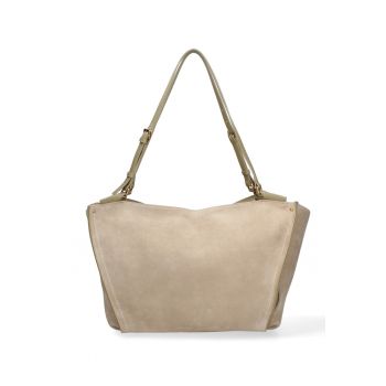 Geanta shopper de piele intoarsa cu bareta Evanthe Chic - Verde