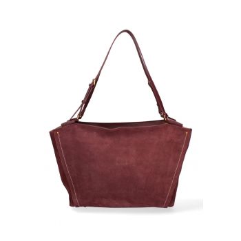 Geanta shopper de piele intoarsa cu bareta Evanthe Chic - Visiniu