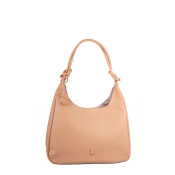 Geanta tip hobo din piele ecologica - Maro nisip - 35x38x12