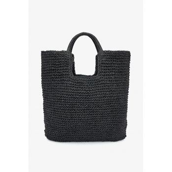 Geanta tote cu aspect impletit - Negru antracit