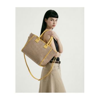 Geanta tote cu aspect tesut Auriga - Galben