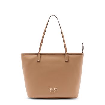 Geanta tote cu detaliu logo - Caramel