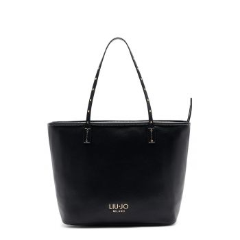 Geanta tote cu detaliu logo - Negru