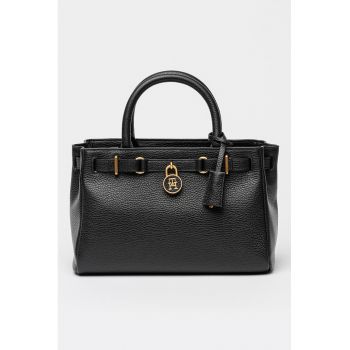 Geanta tote mini de piele American Icon - Negru