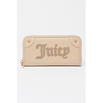 Portofel cu fermoar si logo Candy - Bej nisip