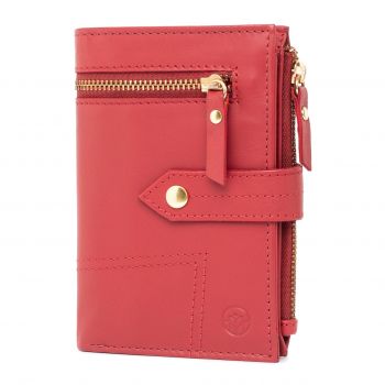 Portofel dama Marquise, Leandra PT1499, piele naturala, Rosu