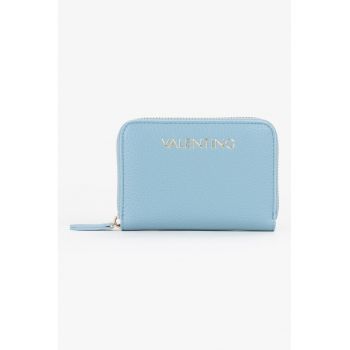 Portofel de piele ecologica cu fermoar Alexia - Albastru glaciar