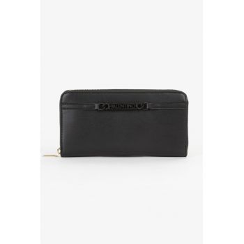 Portofel de piele ecologica cu fermoar - Negru