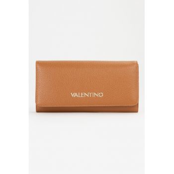 Portofel din piele ecologica cu clapa Alexia - Caramel