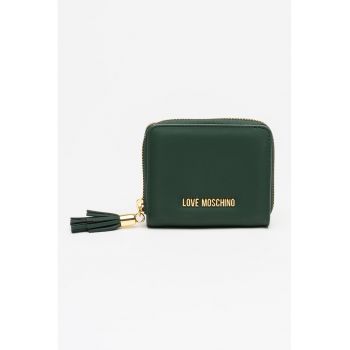 Portofel din piele ecologica cu detaliu cu canaf - Verde englez