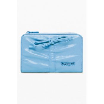 Portofel din piele ecologica cu logo - Albastru deschis