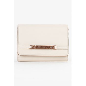 Portofel pliabil de piele ecologica - Maro/Crem