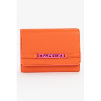 Portofel pliabil de piele ecologica - Portocaliu/Fucsia