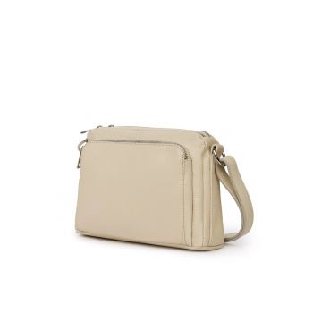 Poseta dama din piele naturala Vania` - Crem