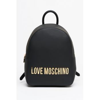 Rucsac cu fermoar si logo - Negru