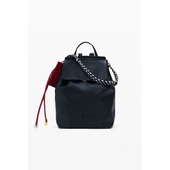 Rucsac de piele ecologica - Alb/Negru antracit