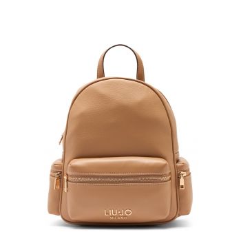 Rucsac din piele ecologica cu buzunare cu fermoar Better - Caramel