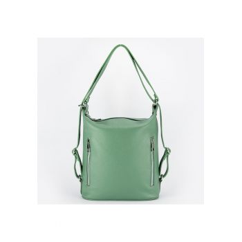 Rucsac verde menta din piele naturala 2 in 1 Lucia 121 15853 - Verde menta