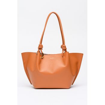 Set de geanta shopper de piele si etui Finn - Caramel