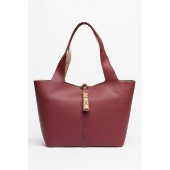 Set de geanta tote din piele ecologica si etui - Violet tyrian