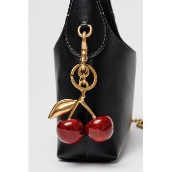 Breloc cu talisman cu cirese - Auriu/Rosu inchis