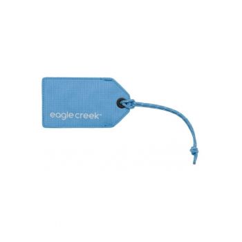 Eticheta de bagaj reflectorizanta -  albastra - dimensiuni variate - cu fereastra transparenta pentru vizitcard.