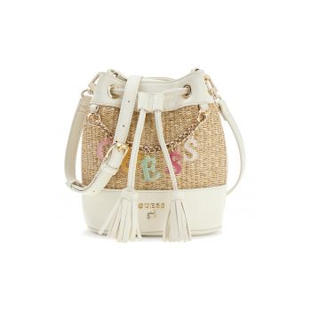 Geanta bucket cu logo - Alb/Bej