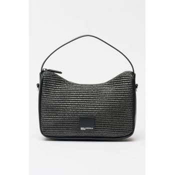 Geanta crossbody cu garnituri din material sintetic - Negru