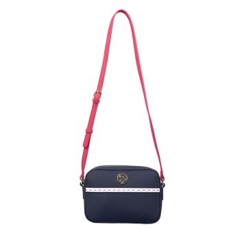 Geanta crossbody cu logo - Rosu/Alb/Bleumarin