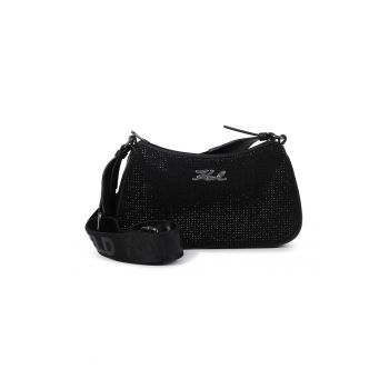 Geanta crossbody cu strasuri - Negru