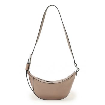 Geanta crossbody de piele cu bareta ajustabila Luna - Roz prafuit