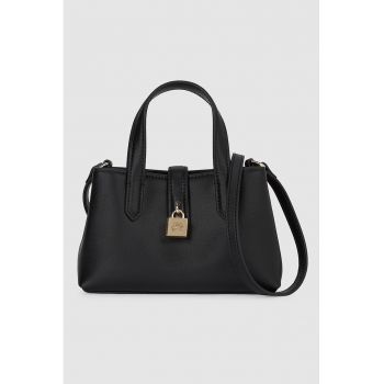 Geanta crossbody de piele cu buzunar cu fermoar - Negru