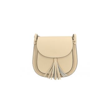 Geanta crossbody de piele cu clapa - Bej