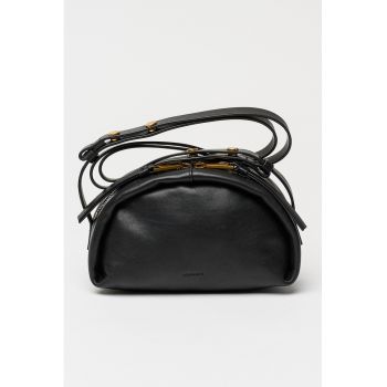 Geanta crossbody de piele cu logo discret Rosalie - Negru