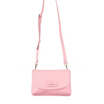 Geanta crossbody de piele ecologica cu bareta detasabila - Roz pastel