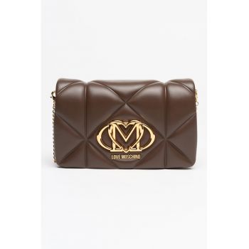 Geanta crossbody de piele ecologica cu lant - Maro inchis